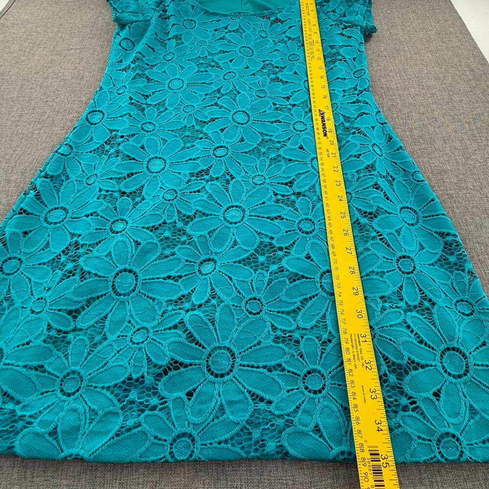TIANA‎ Sheath Dress Floral Scoop Neck Short SleeveTurquoise Lined Large - Picture 6 of 15